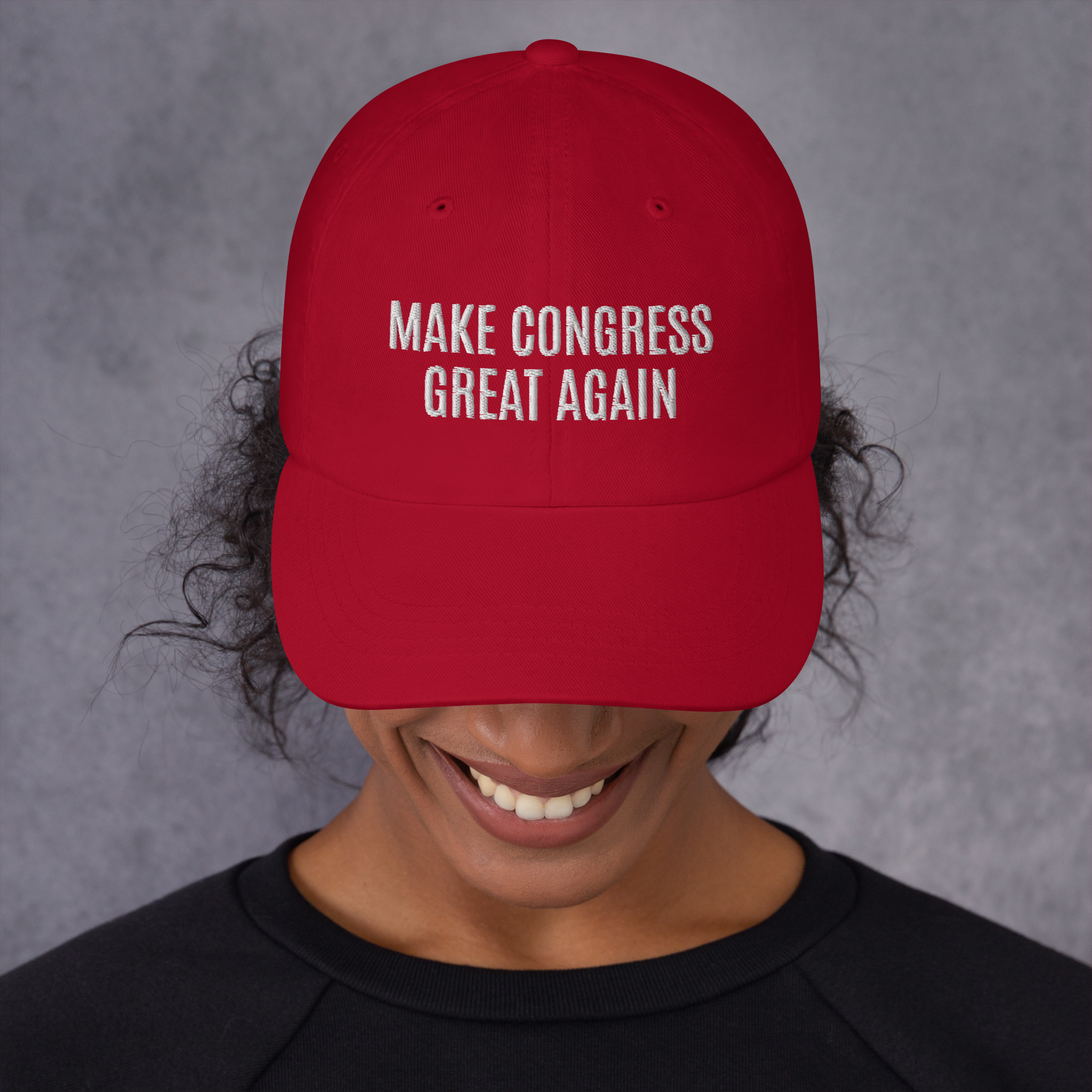 Make Congress Great Again! Dad hat modeled by young lady